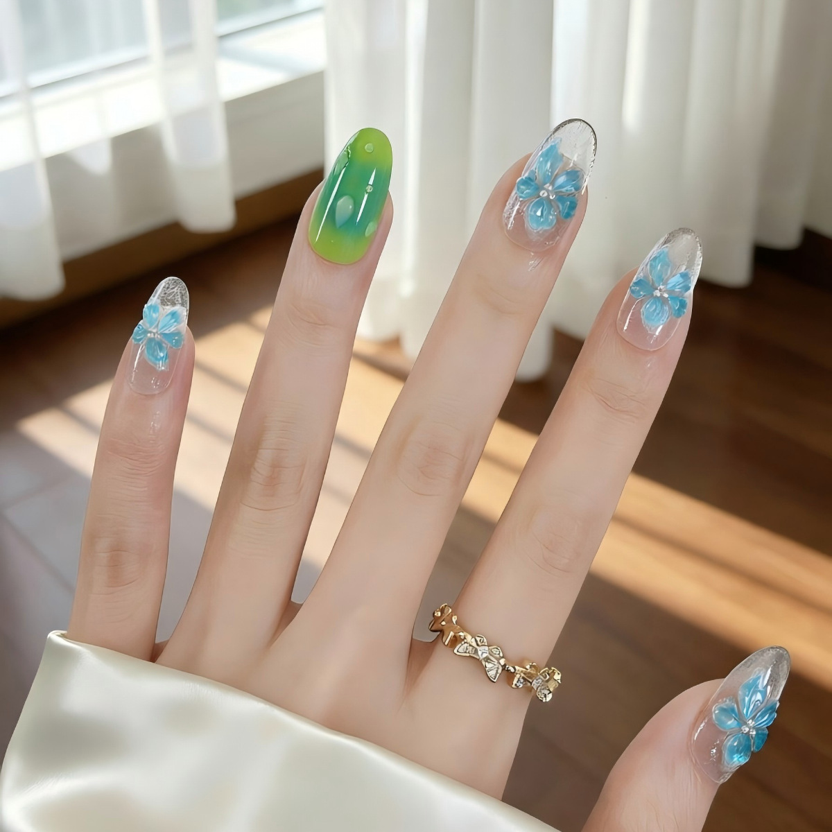 Ice-transparent feel green blu - Nail Art Ice Blue ulasan dan harga