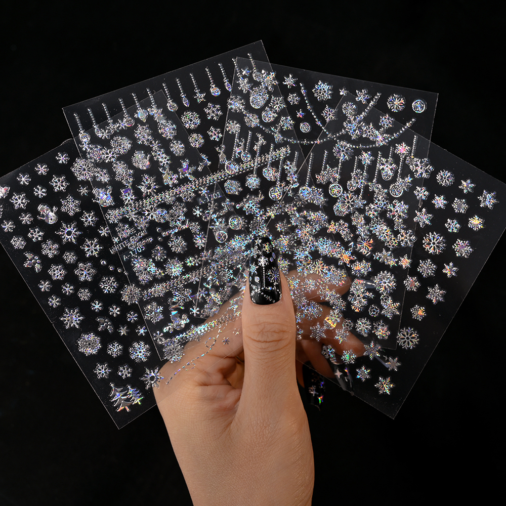 Bronzing Laser Silver Christma - Nail Art Xmas Stickers ulasan dan harga