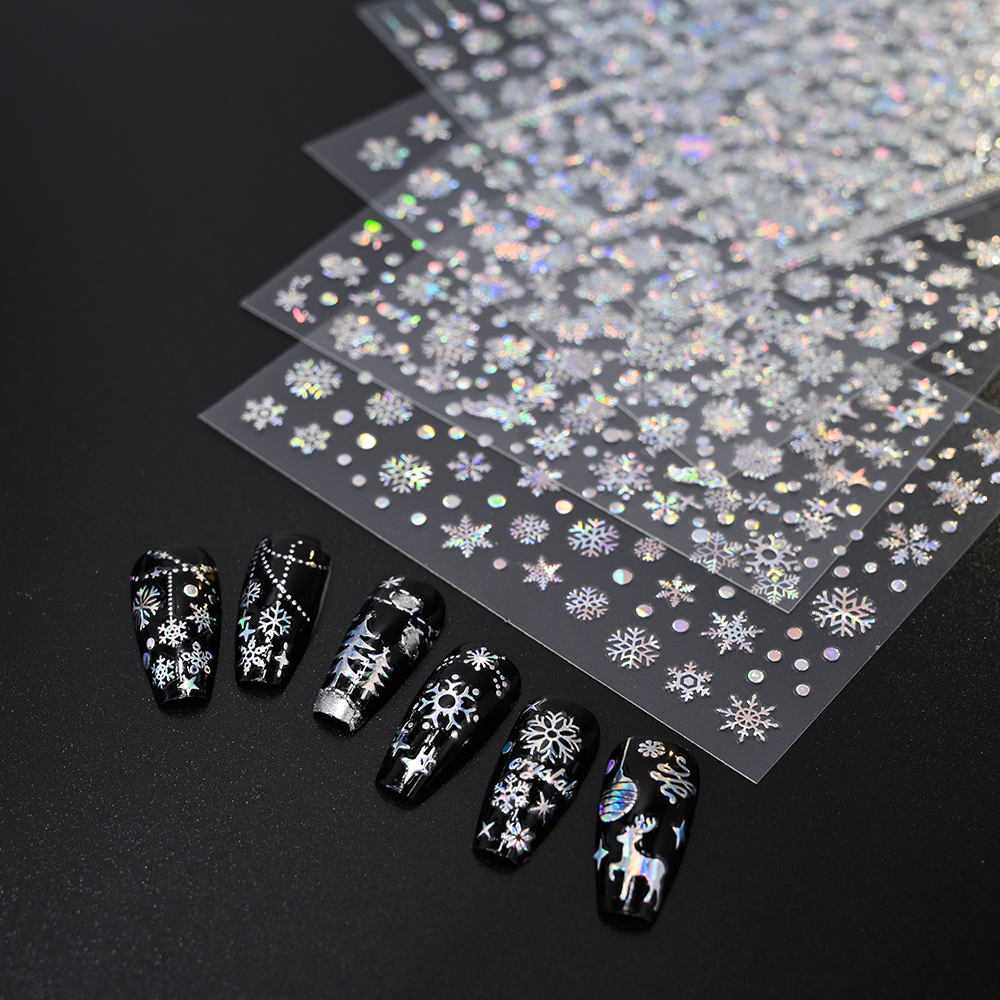 Bronzing Laser Silver Christma - Nail Art Xmas Stickers ulasan dan harga