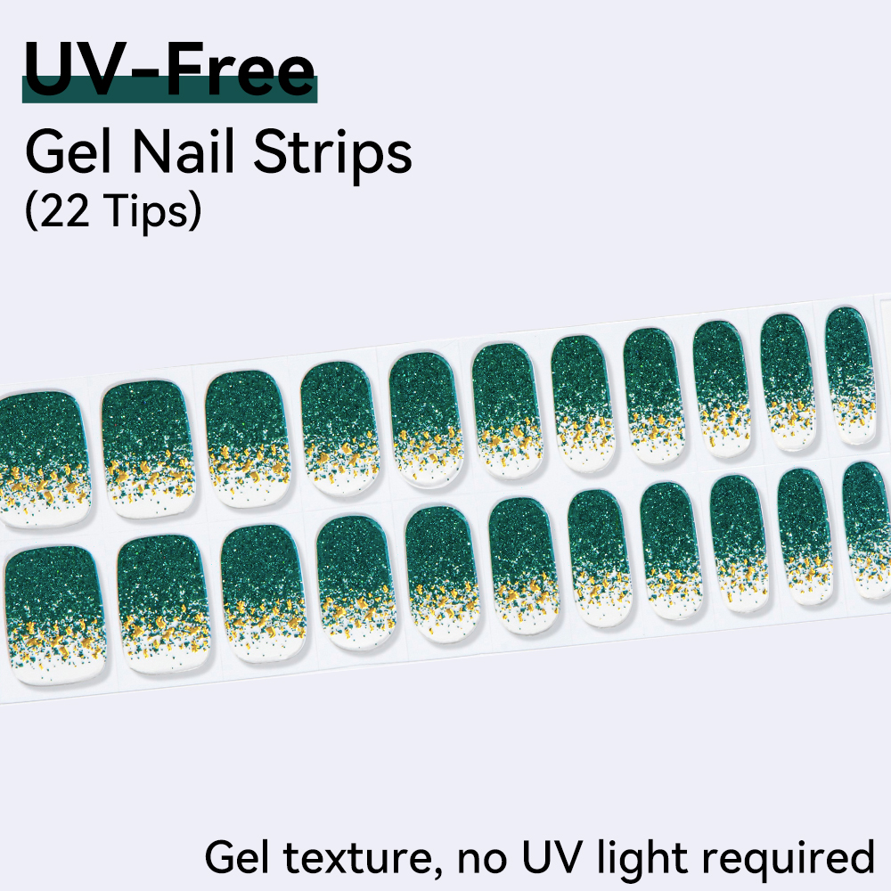 UV FREE Gel Nail Strips 22 Tip - Nail Art Ombre Glitter ulasan dan harga