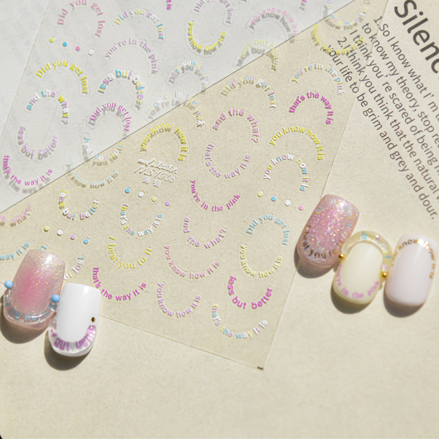 5D Vintage Text Nail Art Stick - Nail Art Vintage ulasan dan harga