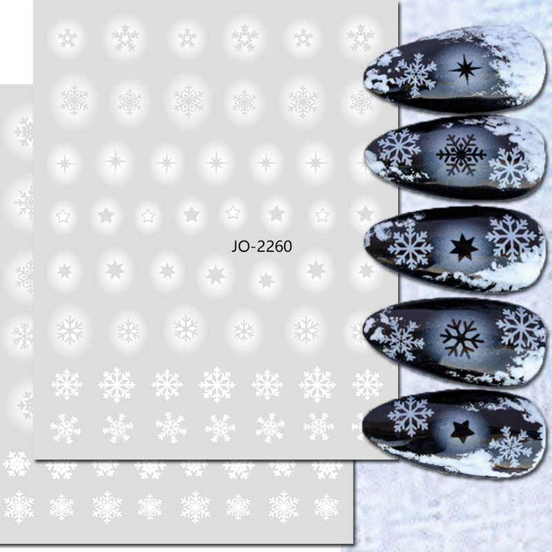 Nail Art 3d Decals White Hollo - Nail Art Xmas Stickers ulasan dan harga