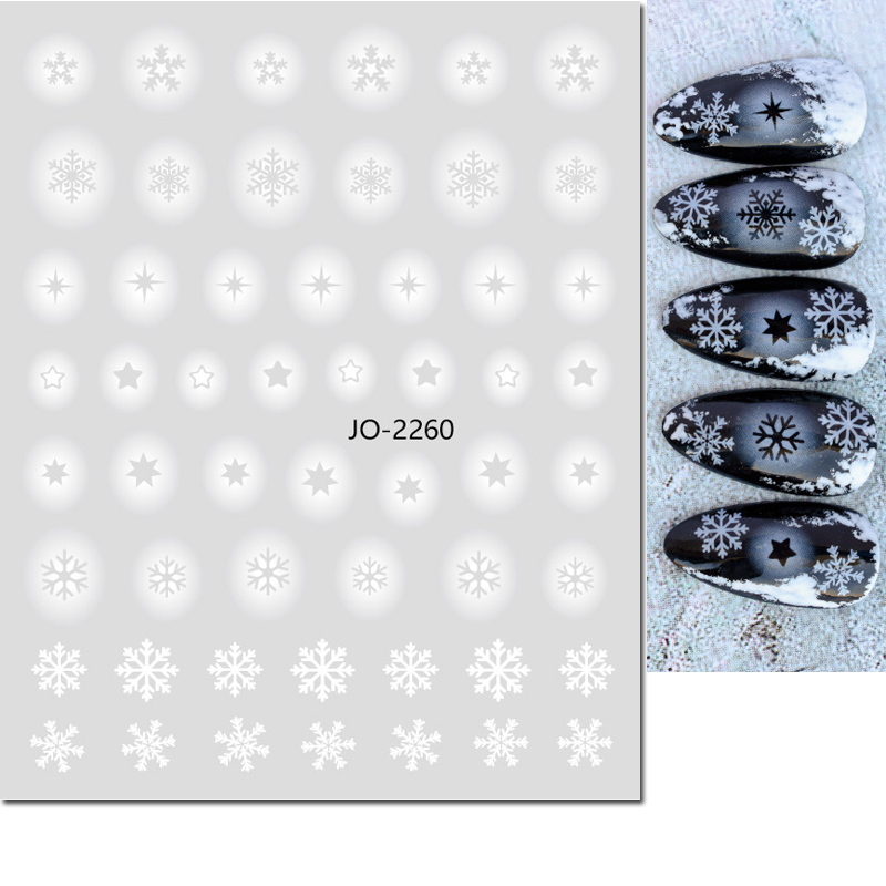 Nail Art 3d Decals White Hollo - Nail Art Xmas Stickers ulasan dan harga
