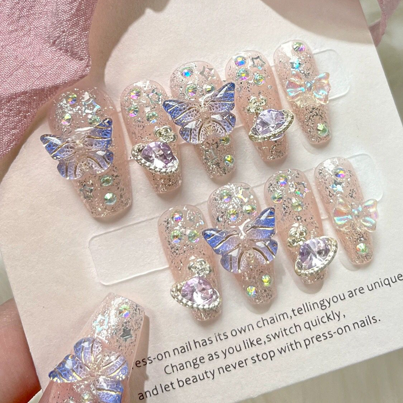 10Pcs Handmade Press On Nails  - Nail Art Xs ulasan dan harga