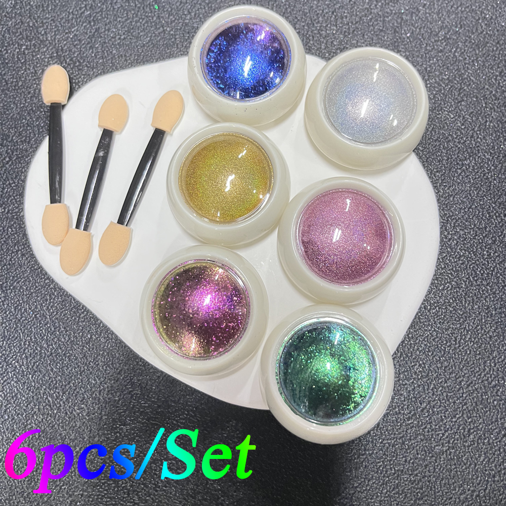 6Jar/Set Chameleon Chrome Nail - Nail Glitter Chrome ulasan dan harga