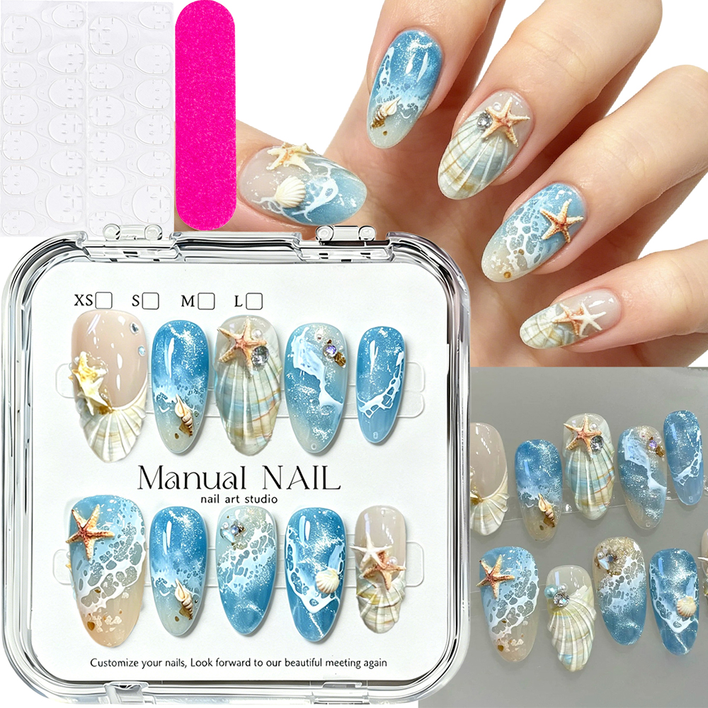 10pcs Ocean Wave Beach Press O - Nail Art Xs ulasan dan harga