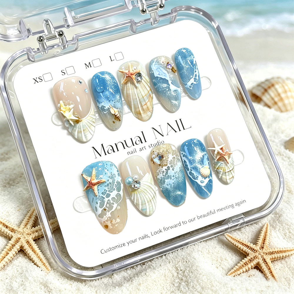 10pcs Ocean Wave Beach Press O - Nail Art Xs ulasan dan harga