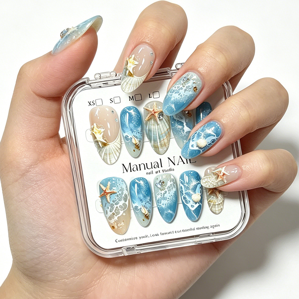 10pcs Ocean Wave Beach Press O - Nail Art Xs ulasan dan harga