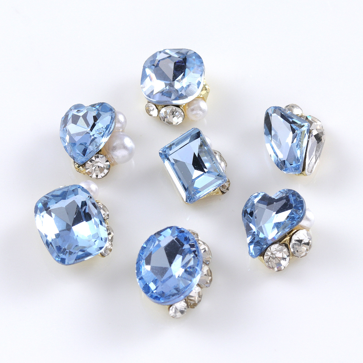 10Pcs Light Blue Stacked Nail  - Nail Art Ice Blue ulasan dan harga