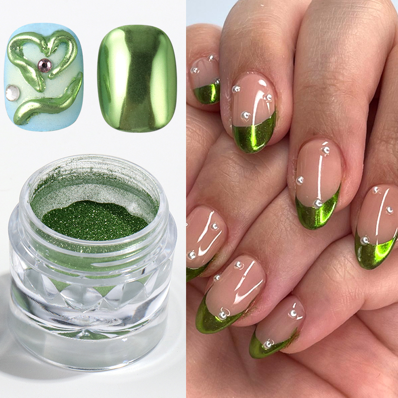 2 Box Metallic Green Chrome Na - Nail Glitter Chrome ulasan dan harga