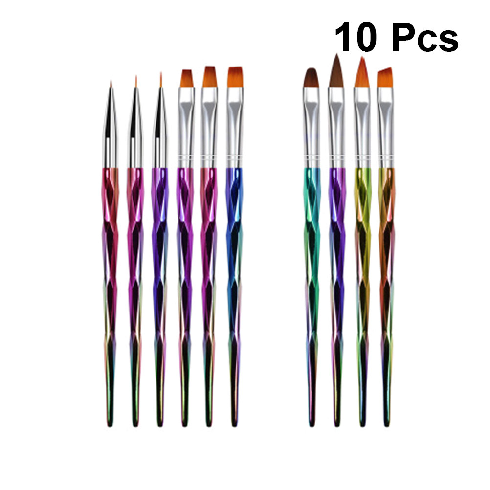 10Pcs Electroplated Rod Nail A - Nail Art Brush Set ulasan dan harga