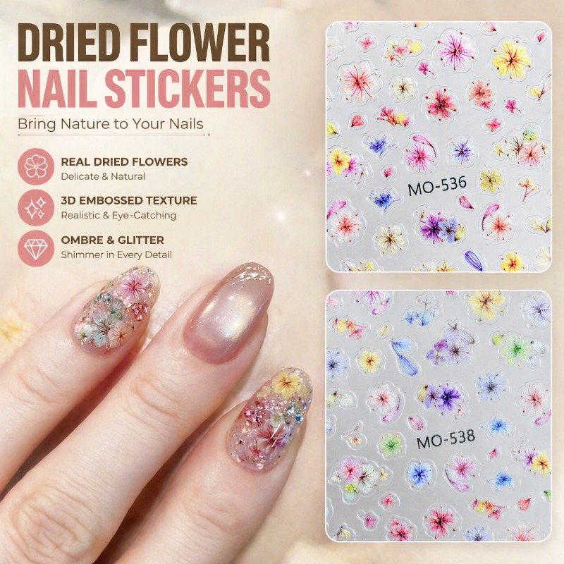 Ins Dried Flower Nail Art Stic - Nail Art Ombre Glitter ulasan dan harga