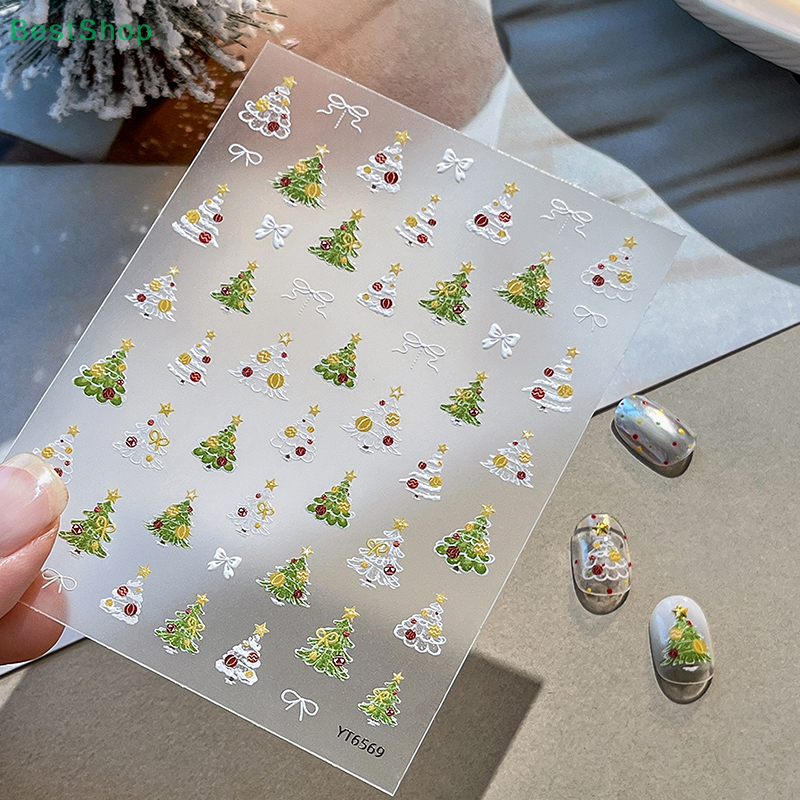 Xmas Tree Nail Stickers Emboss - Nail Art Xmas Stickers ulasan dan harga