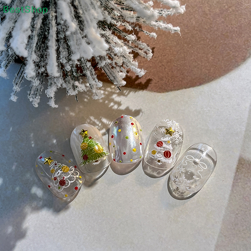 Xmas Tree Nail Stickers Emboss - Nail Art Xmas Stickers ulasan dan harga