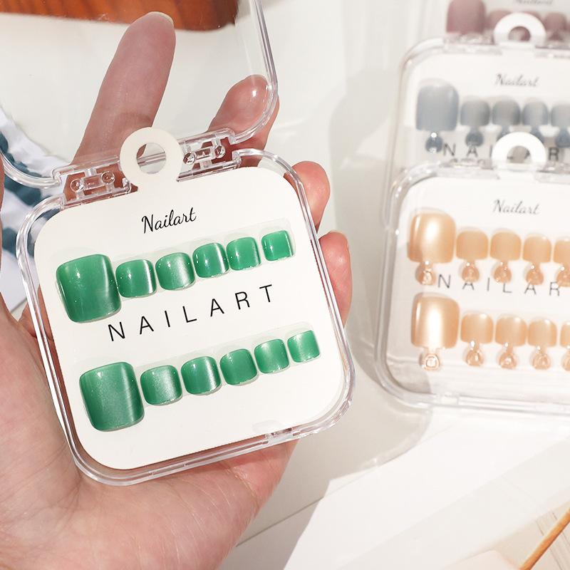 【B】10 Pcs/Box French Fake Nail - Nail Art Extension Cat Eye ulasan dan harga