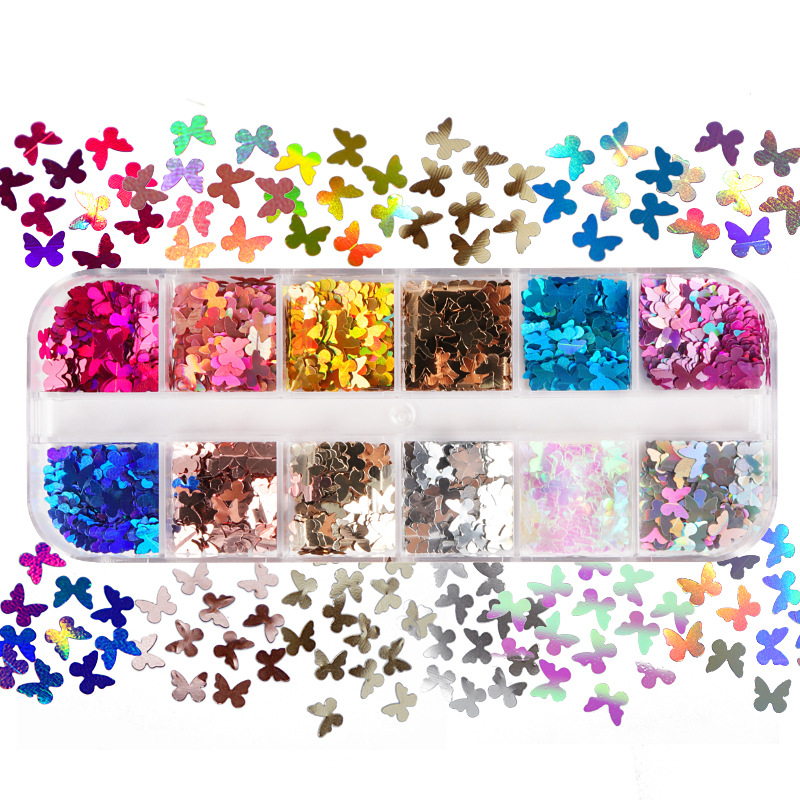 Mix Color Fluorescent Butterfl - Nail Art Extension ulasan dan harga