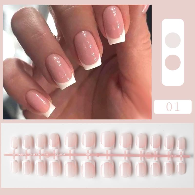 24Pcs 20Pcs French False Nails - Nail Art Xs ulasan dan harga