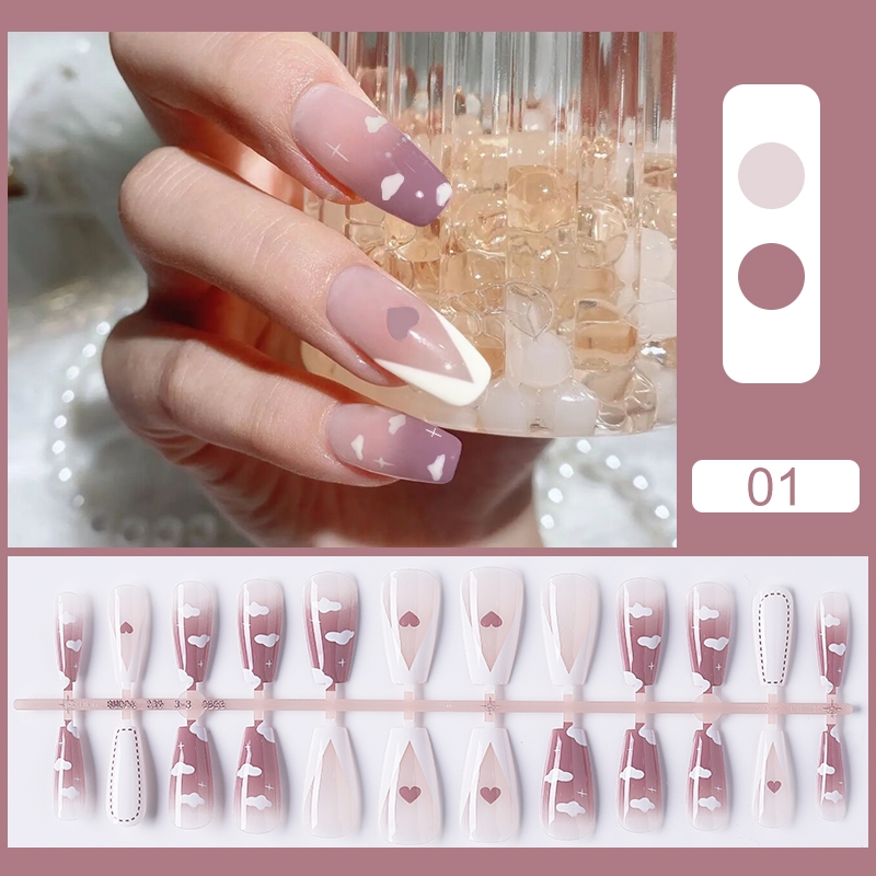 24Pcs 20Pcs French False Nails - Nail Art Xs ulasan dan harga