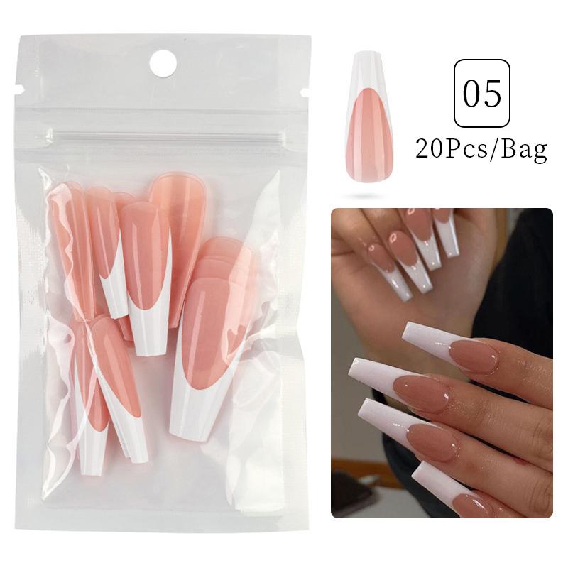 24Pcs 20Pcs French False Nails - Nail Art Xs ulasan dan harga