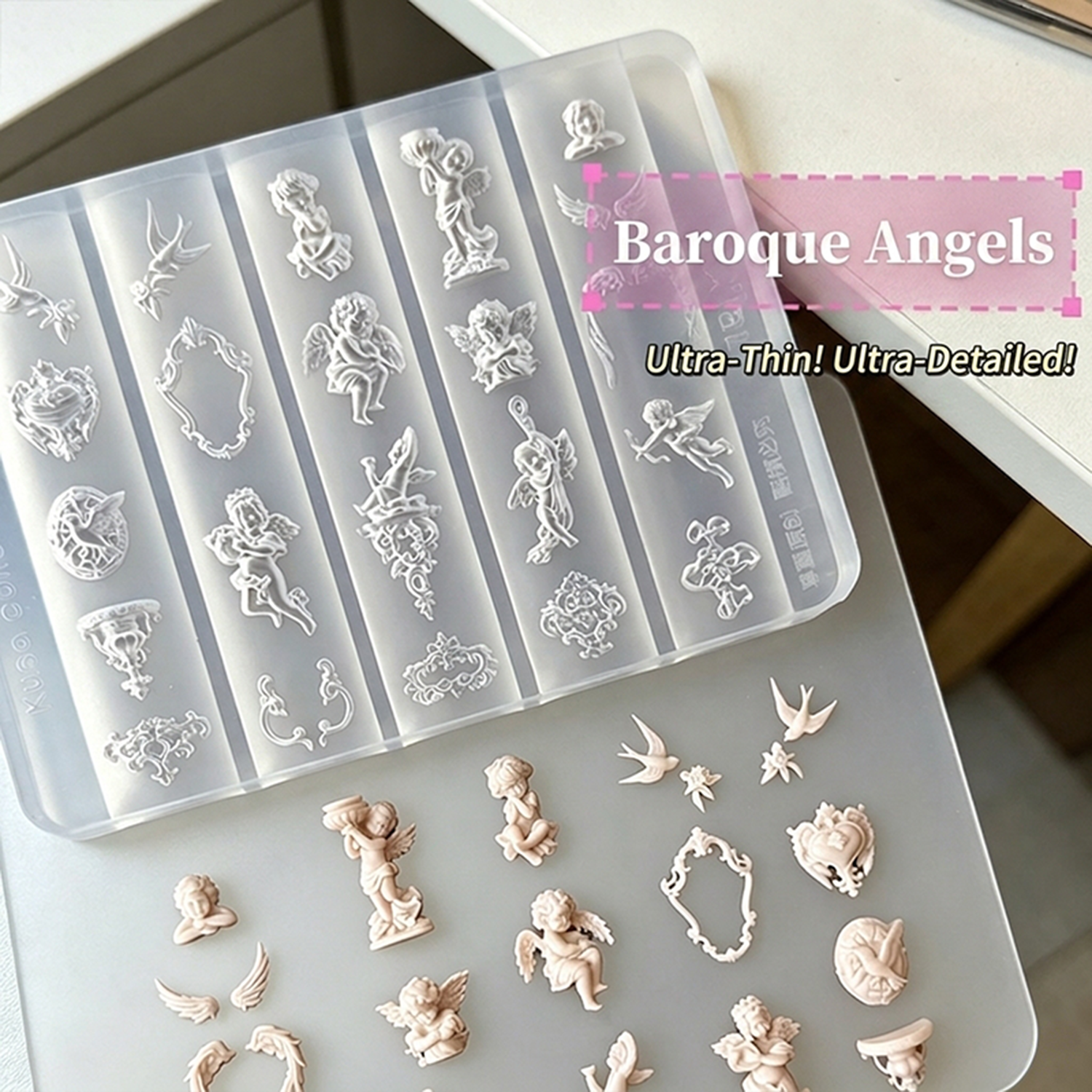 1pcs 3D Vintage Cupid & Floral - Nail Art Vintage ulasan dan harga