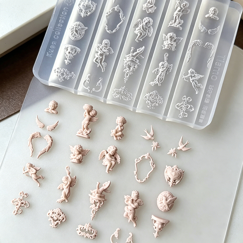 1pcs 3D Vintage Cupid & Floral - Nail Art Vintage ulasan dan harga