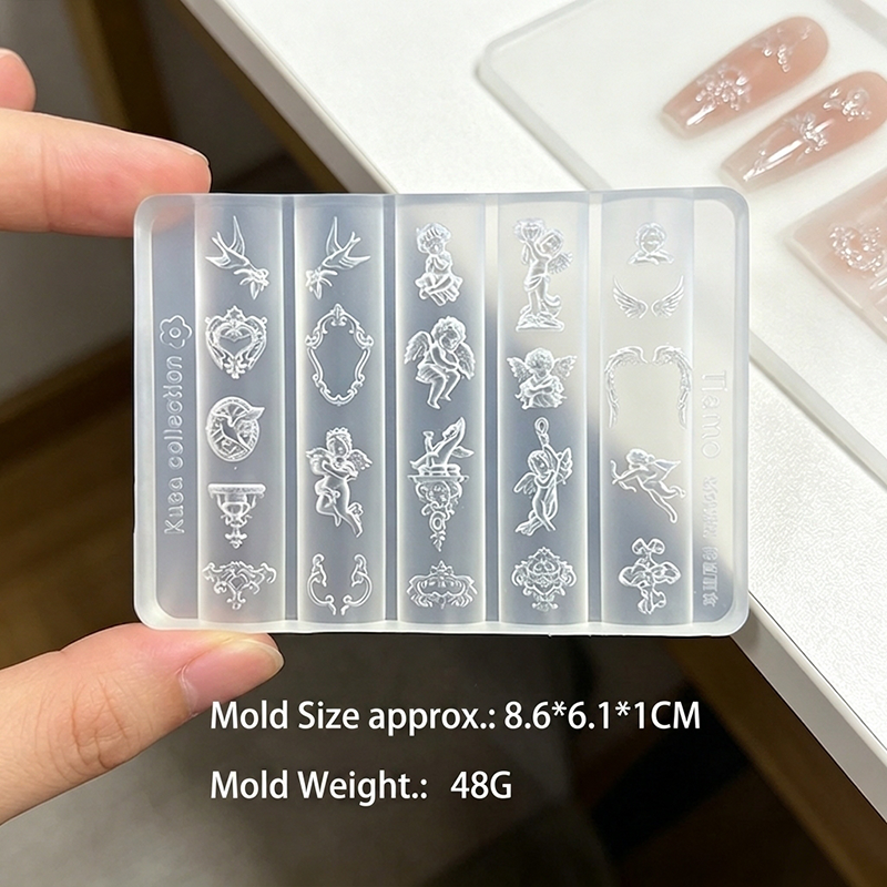 1pcs 3D Vintage Cupid & Floral - Nail Art Vintage ulasan dan harga