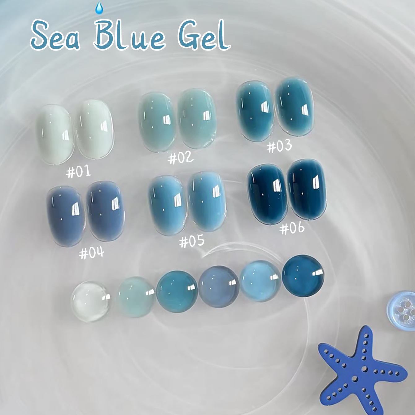 1pcs WS Ice Transparent Blue W - Nail Art Ice Blue ulasan dan harga