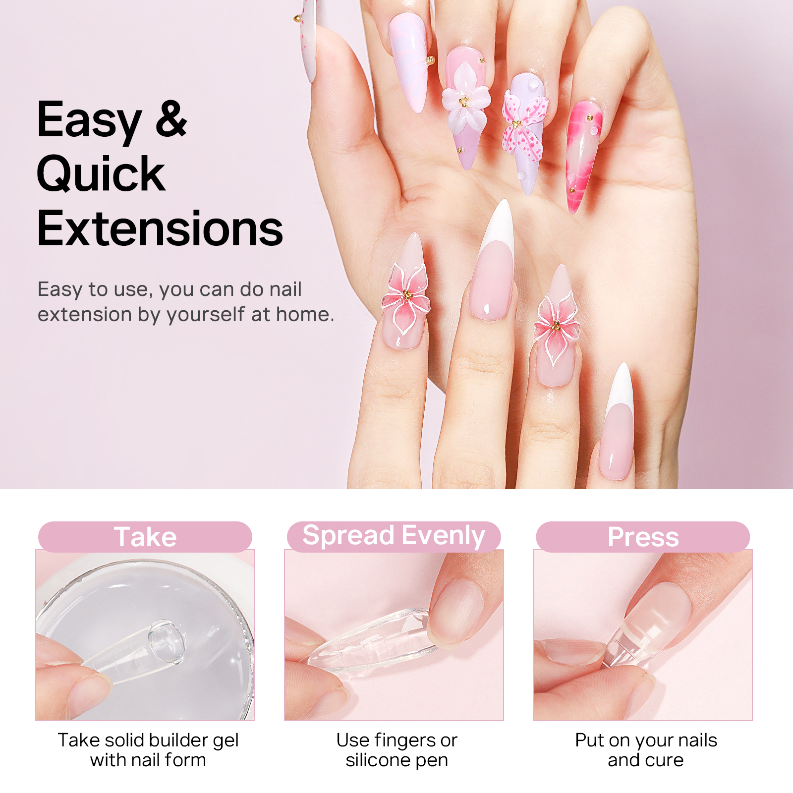 MIZHSE Builder Nail Gel White  - Nail Art Extension ulasan dan harga