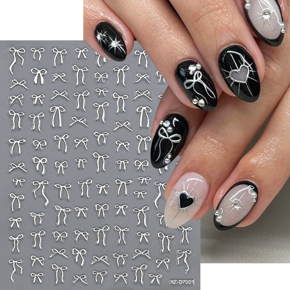 1Pcs 3D Metal Silver Bowknot N - Nail Art Vampire ulasan dan harga