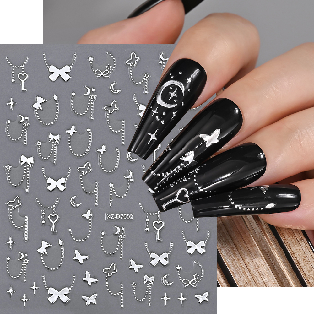 1Pcs 3D Metal Silver Bowknot N - Nail Art Vampire ulasan dan harga
