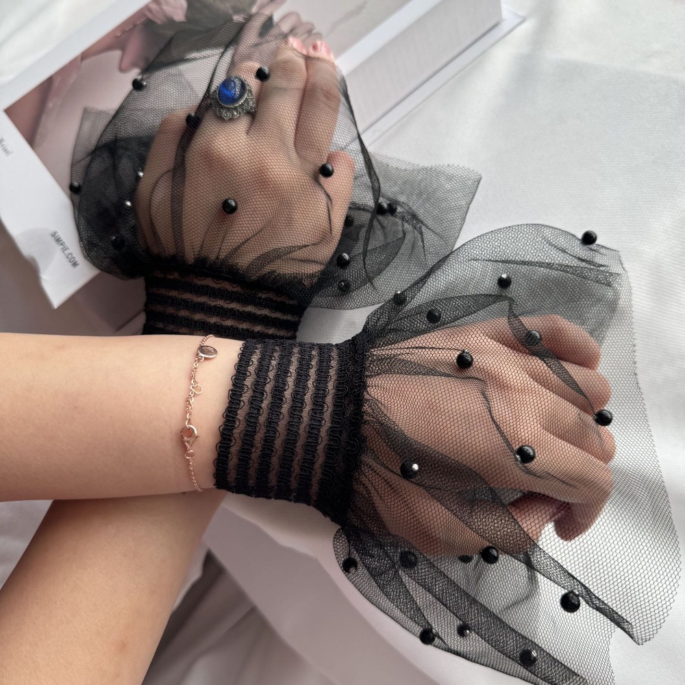 1Pairs Black White Bead Mesh S - Nail Art Viral ulasan dan harga