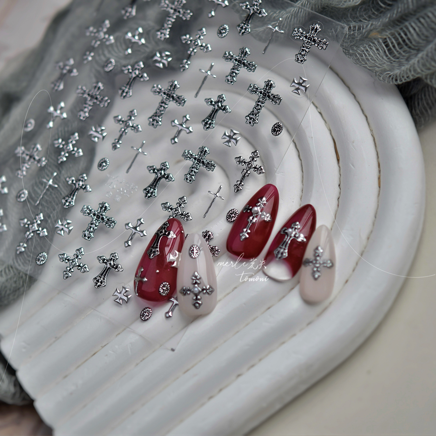 1pcs 5D Gold Silver Metal Nail - Nail Art Vampire ulasan dan harga