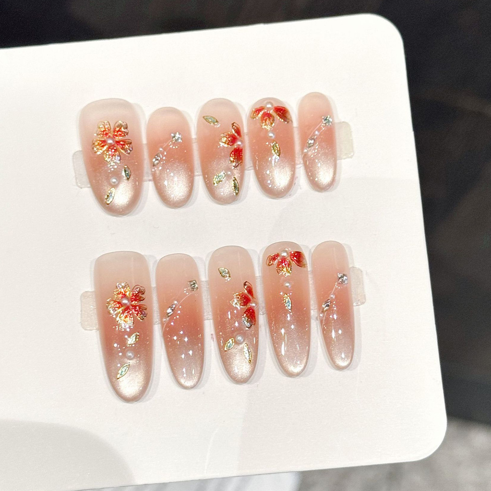 10pcs Handmade Fake Nails Pres - Nail Art Aesthetic ulasan dan harga