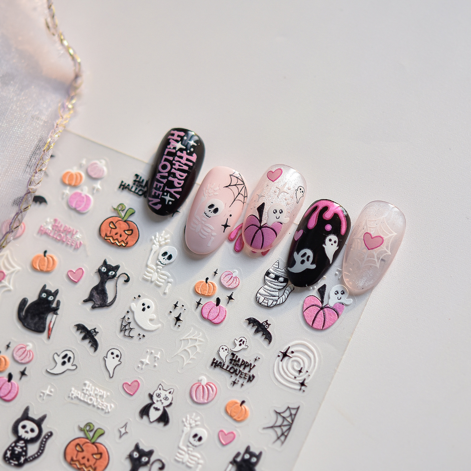 1pcs 5D Embossed Pink Pumpkin  - Nail Art Vampire ulasan dan harga