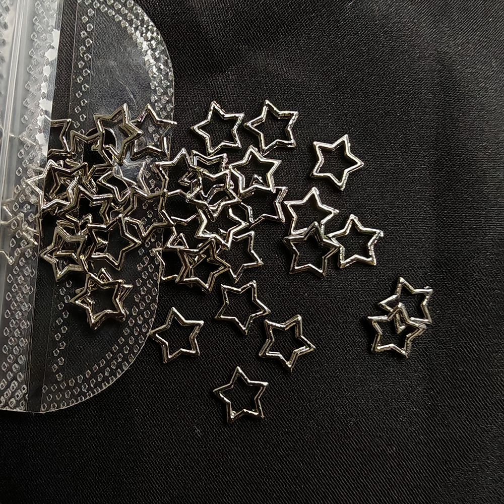 20pcs Silver Stars Nail Charms - Nail Art Vampire ulasan dan harga